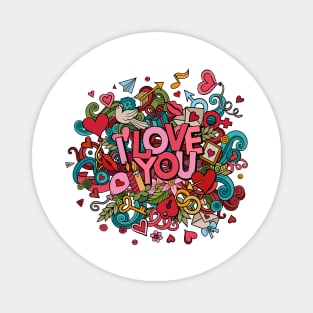 Cute Fun Colorful Heart Doodle Art Love - valentines day Magnet